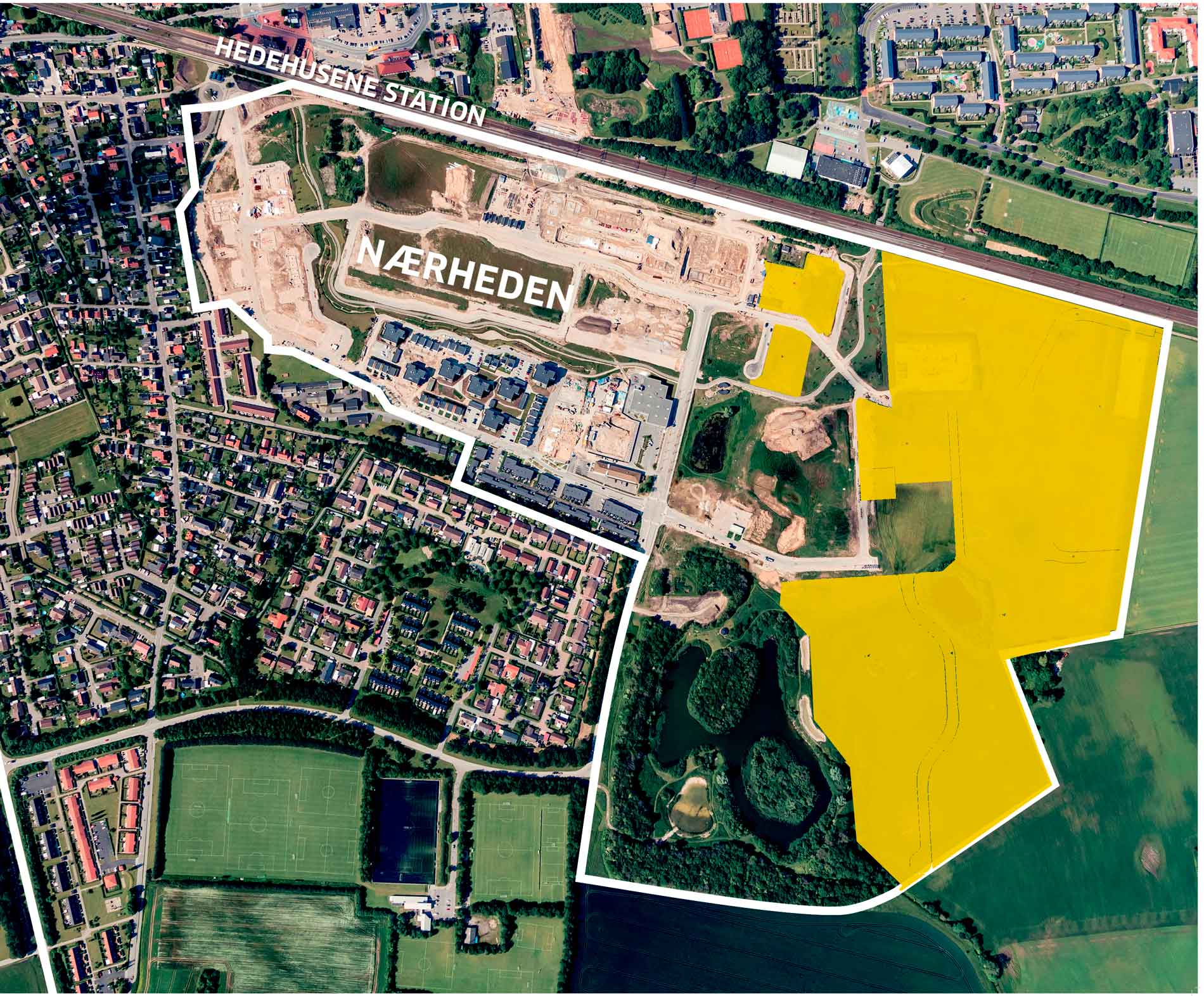 Luftfoto August 2019 Med Gul Markering Af FB Gruppens Køb Af Arealer I Nærheden 2