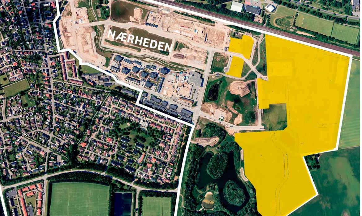 Luftfoto August 2019 Med Gul Markering Af FB Gruppens Køb Af Arealer I Nærheden 2